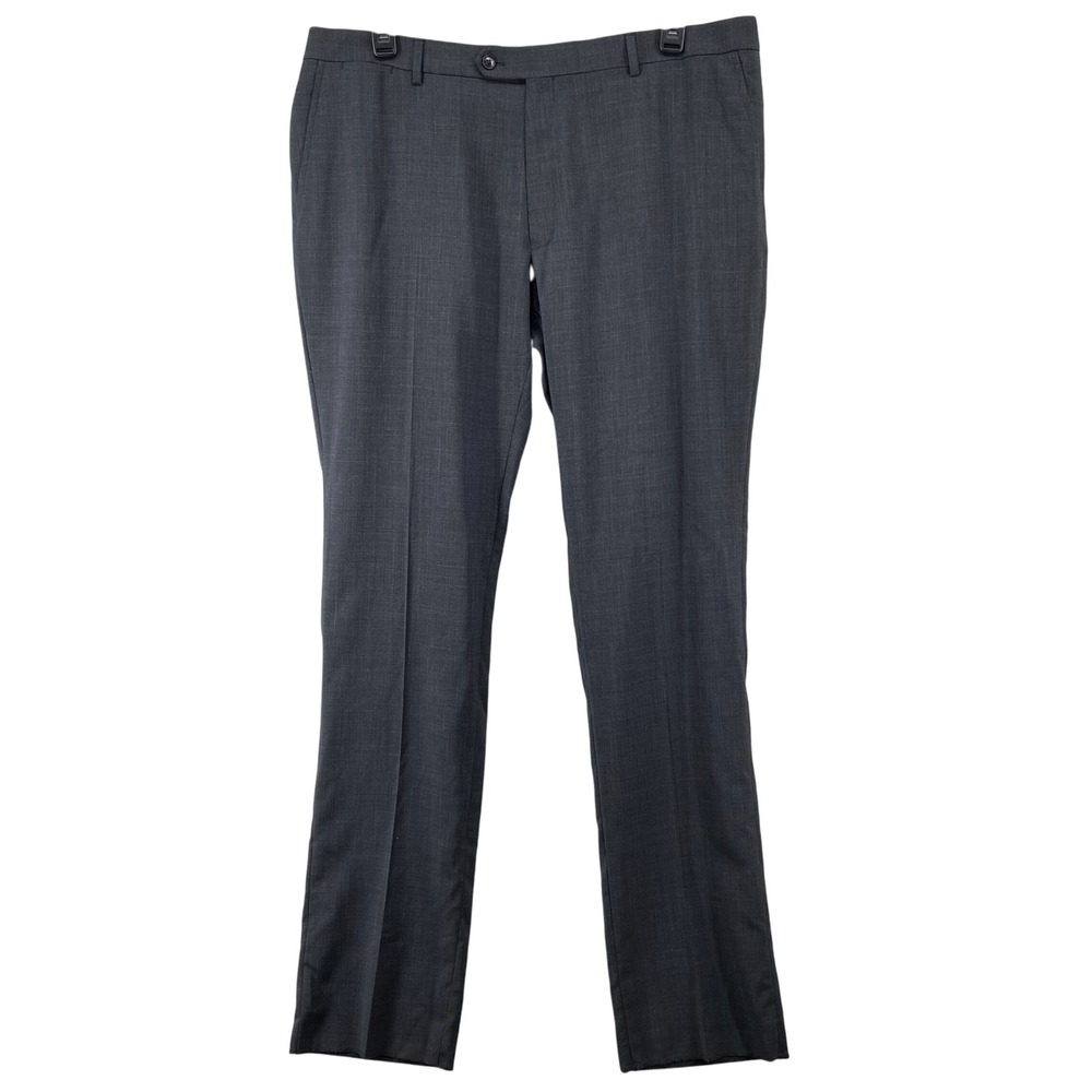 NWT Tommy Hilfiger Pants Mens 40W Archer Charcoal Navy‎ Plaid Dress **Unhemmed